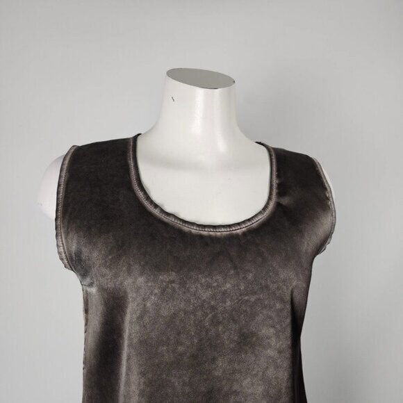Poools Grey Satin Lace Bottom Sleeveless Tunic Top Size L - Picture 2 of 6